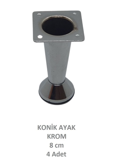 Adilon Konik Ayak, Zamak, Krom, 8 cm, Dolap, Mobilya, Puf Ayağı (4 Adet)