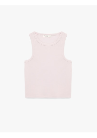 Koton Slim Fit Bisiklet Yaka Fitilli Kolsuz Atlet Pembe 6sal30051ık Gül