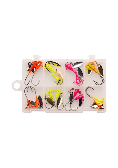 Crappie Magnet Fin Spin Kit - 8 Jig Başlığı Boyut 1/8 Ve 8 Jig Kafası Boyut 1/16 Olta Kafası