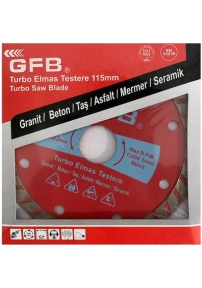 Gfb Turbo Beton Taş Mermer Granit Fayans Kesici Disk 115 Mm