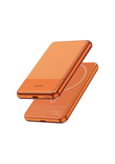 Wiwu Wi-p088 Led Işık Göstergeli Pd 20w Kablosuz Powerbank 5000mah 15w Turuncu