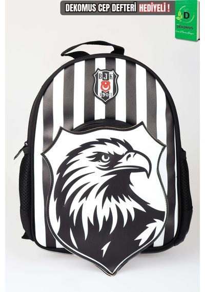 X Dekomus Lisanslı Beşiktaş Özel Tasarım 3d Kartal Küçük Boy Anaokul Çantası Açık Gri