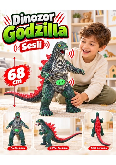 Oyuncak Godzilla Sesli Yumuşak Dinozor Büyük Boy 68 Cm Dev Monster Canavar Oyun Arkadaşı