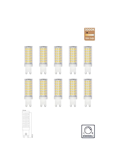 Uzun Mısır Şeffaf 7 W 3000k G9 Led Ampul Erd-289 10'lu