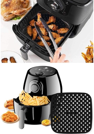 Bay Siyah Isıya Dayanıklı Yıkanılabilir Silikon Fırın Ve Airfryer Kare Model Pişirme Matı 21,5 Cm Najmaddin Standart