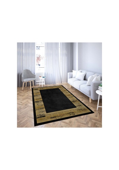 Vicenza Makinede Yıkanabilir Kaymaz Taban Dekoratif Modern Mutfak Yolluk Koridor Ve Salon Halısı Altın