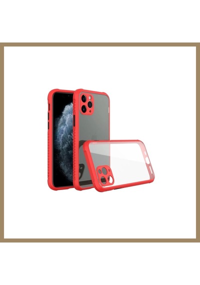 Kahveci.store İphone 11 Pro Kılıf Miami Şeffaf Silikon - Kırmızı 22