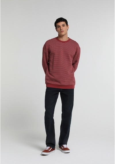 Colin's Colins Relaxed Fit Yuvarlak Yaka Çizgili Erkek Kirmizi Sweatshirt Cl1081814 Q1.v2 Red Kırmızı