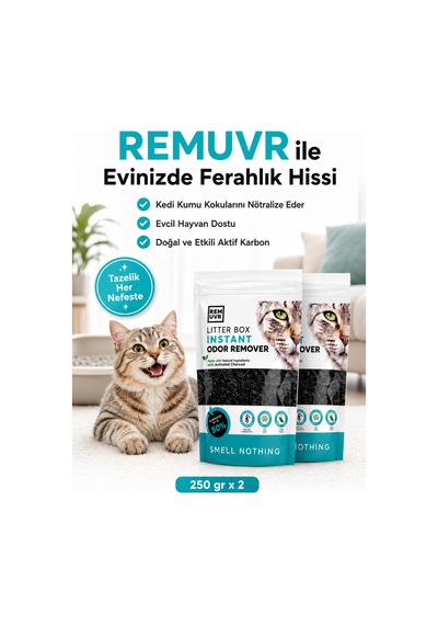 Kedi Kumu Koku Giderici Premium 250 Gr X 2 Adet Tasarruf Paketi Aktif Karbonlu Kedi Kumu Koku Önleyici Koku Giderici