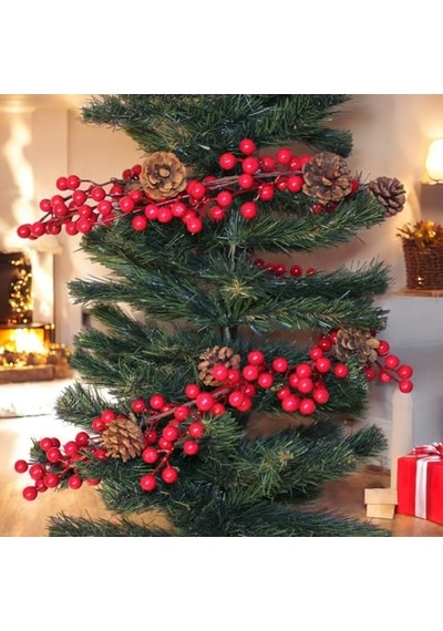 Ayrex Yılbaşı Lüks Dekor Süsleri Lüks Kokina Garland 150cm Kokina Kozalaklı Berry Şerit Süsler Genel