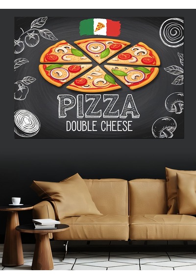 Lezzetli Çift Peynirli Pizza Dekoratif Kanvas - Mdf Ahşap Tablo