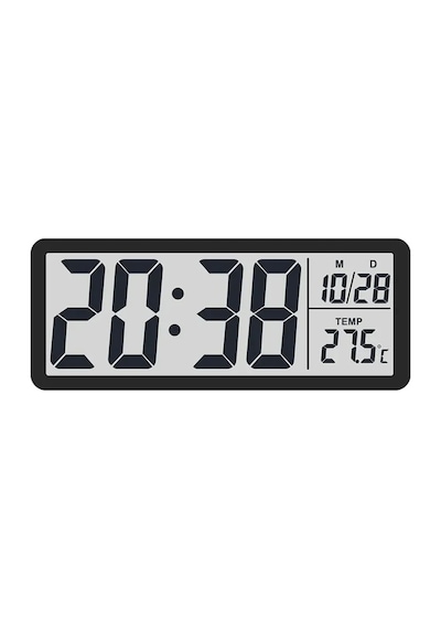Dijital Masa Ve Duvar Saati Termometre & Nem Göstergeli Lcd Saat Büyük Ekranlı, Sessiz Siyah