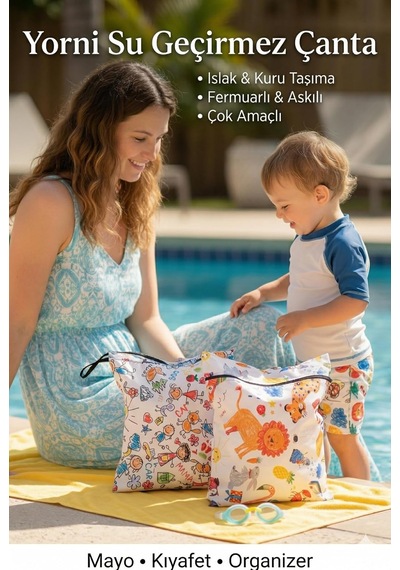 2 Adet, 30 X 35 Cm, Jungle Ve 30 X 35 Cm Family Desen, Sıvı Geçirmeyen Çok Amaçlı Çanta, Ekonomik Set, Yıkanabilir Çok Renkli