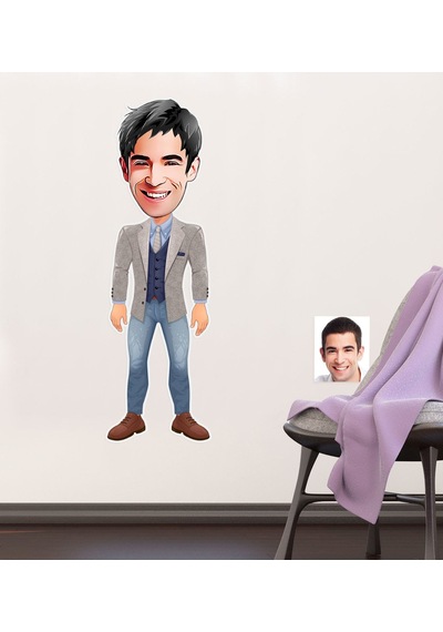 Kişiye Özel Erkek Karikatürlü Duvar Sticker 50X70CM 11