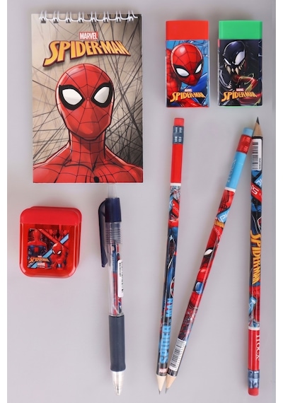 X Dekomus Lisanslı Spiderman A7 Bloknot,3 Adet Silgili Kurşun Kalem,kalemtraş Ve Silgi Seti Diğer