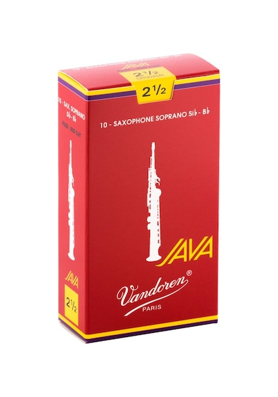 Vandoren Sr3025r Java Red Cut Soprano Saksafon Kamışı No: 2.5 Profesyonel/caz - 10'lu Kutu Dengeli Sertlik, Hızlı Tepki Ve Modern Caz Tınısı
