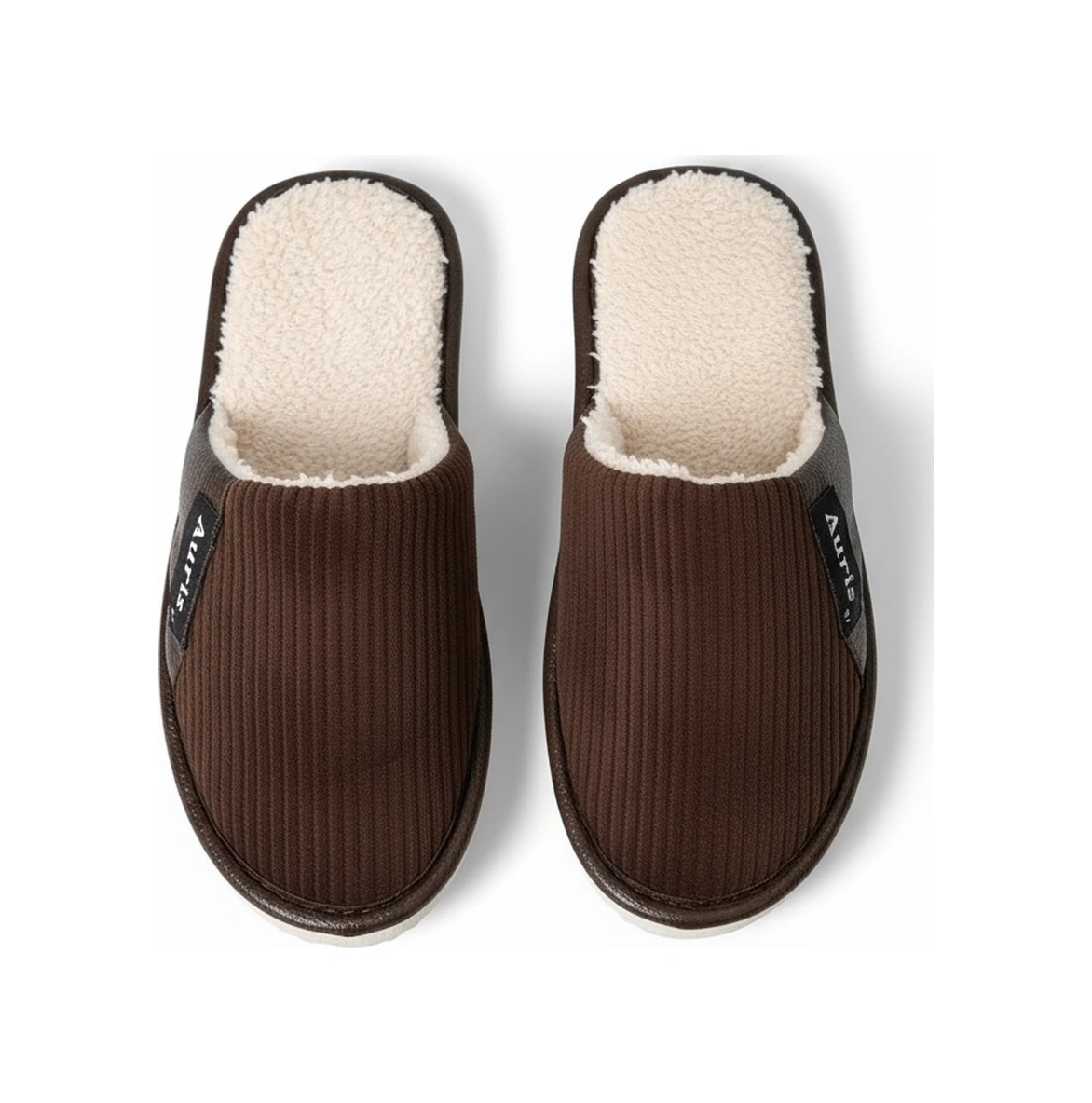 Ar-060 Unisex Kadife Kumaş İçi Kürklü Kışlık Ev Terliği Kahverengi