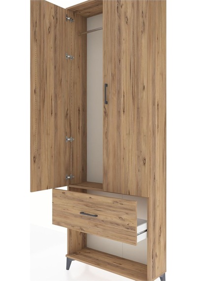Arges Dolap Tek Raflı Tek Çekmeceli Tek Askılı 88x30x243 Çam-çam Atlas Çam