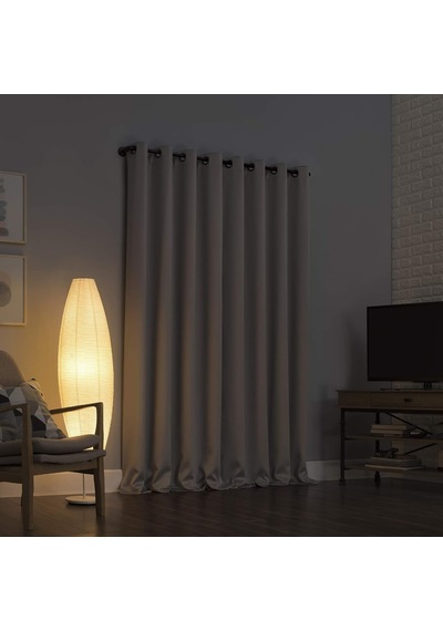 Nordic 2'li Paket Theater Grade Extreme%100 Karartma Halkalı Perde Panel Çifti, 132 Cm X 213 Cm, Taş