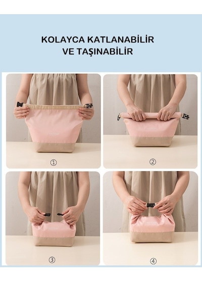 Termal Piknik Çantası Omuz Askılı Beslenme Ve Yemek Sefer Tası Taşıma Çantası Isı Yalıtımlı Siyah