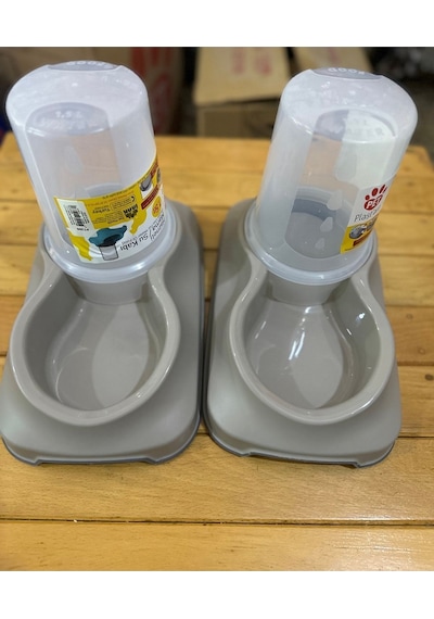 2 Adet Hazneli Kedi Köpek Mama Ve Su Kabı 1.5 Litre