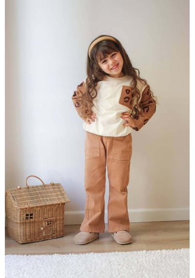 Miniko Kids Kız Çocuk Kol Triko Modelli Punch İşlemeli Gabardin Pantolonlu 2li Takım Kahverengi Miniko Kids Kız Çocuk Kol Triko Modelli Punch İşlemeli Gabardin Pantolonlu 2li Takım Kahverengi