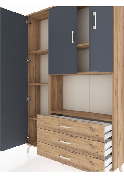 Arges Dolap 6 Raflı 3 Çekmeceli 3 Kapaklı 132x30x195 Çam-antrasit/çam Antrasıt/atlas Çam Arges Dolap 6 Raflı 3 Çekmeceli 3 Kapaklı 132x30x195 Çam-antrasit/çam Antrasıt/atlas Çam