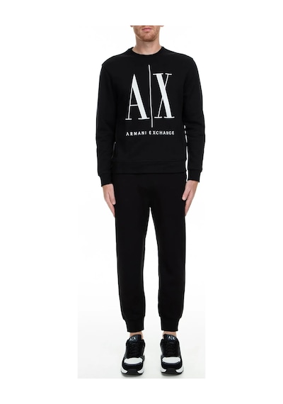 Armani Exchange Erkek Önde Ax Logolu Bisiklet Yaka Sweatshirt - Siyah Black
