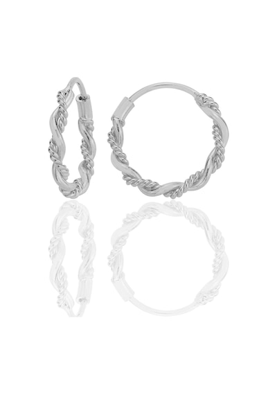 Gümüş İşlemeli Çift Burgulu 16 Mm Halka Küpe Barcode Gümüş