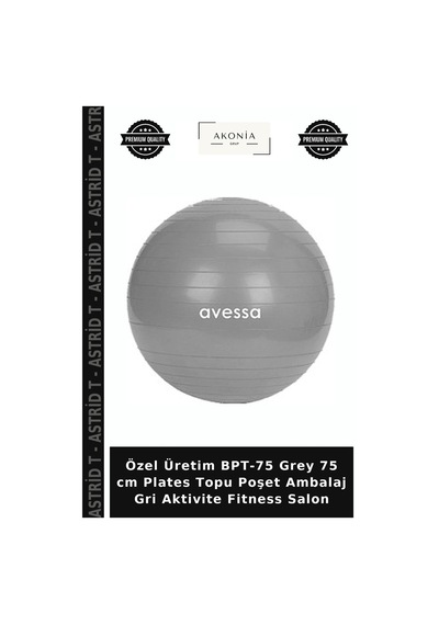Özel Üretim Bpt-75 Grey 75 Cm Plates Topu Poşet Ambalaj Gri Aktivite Fitness Salon