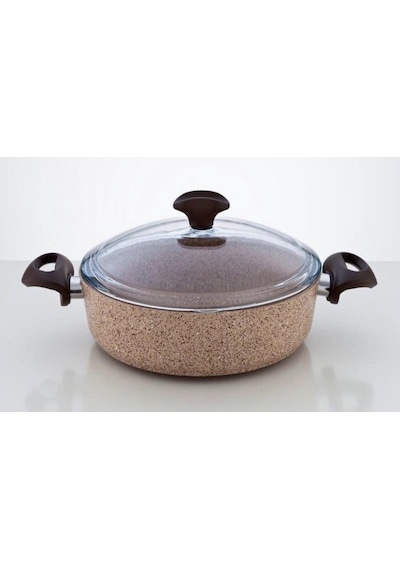Falez Creamy Granitec 30 Cm Kısa Granit Tencere Karnıyarık Krem