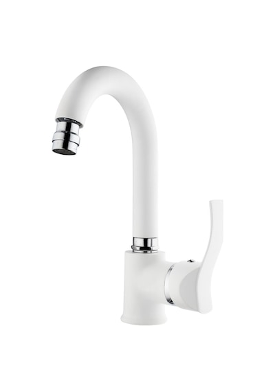 Gms Akdeniz Kuğu Lavabo Musluk Bataryası Beyaz - Krom Akd401-K