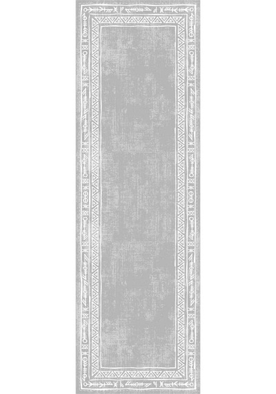 Gri Etnik Desenli Premium Masa Örtüsü Runner Rnr215n11