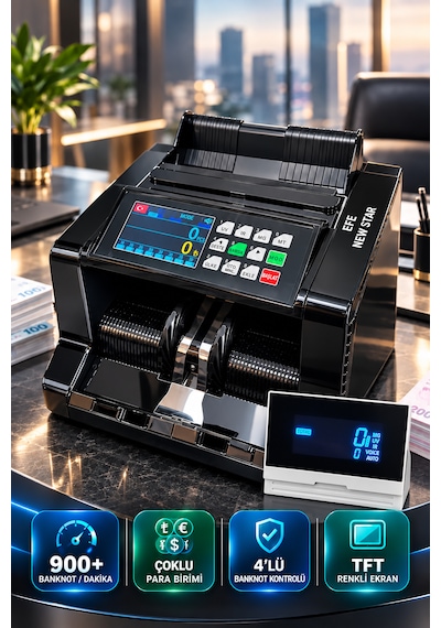 888t Profesyonel Çoklu Para Birimi Banknot Sayma Makinesi 900+ Adet/dk