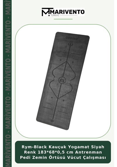 Rym-black Kauçuk Yogamat Siyah Renk 183 68 0,5 Cm Antrenman Pedi Zemin Örtüsü Vücut Çalışması