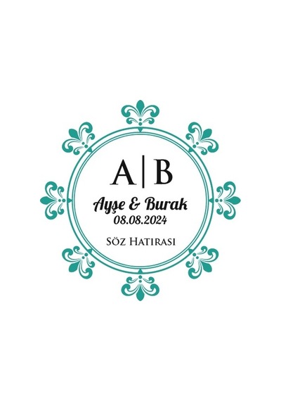Yuvarlak Kenarlı Kare Mühür Kına Nişan Düğün 3x3 Cm Özel Etiket / 50 Adet Sticker Beyaz