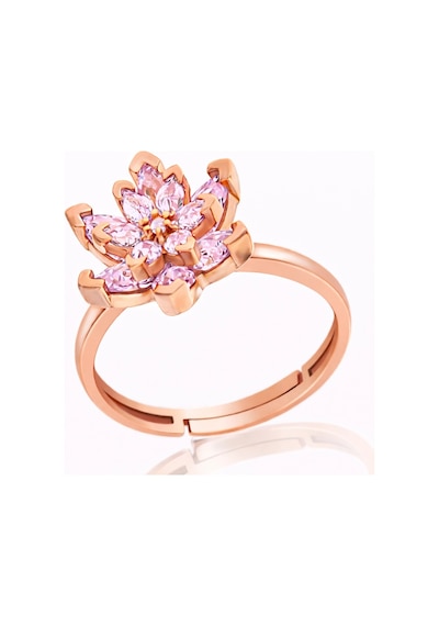 Gümüş Pembe Taşlı Lotus Çiçeği Kadın Yüzük