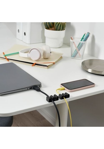 Ikea Kalkstuff Kablo Tutucu, Koyu Gri, 3'lü Set