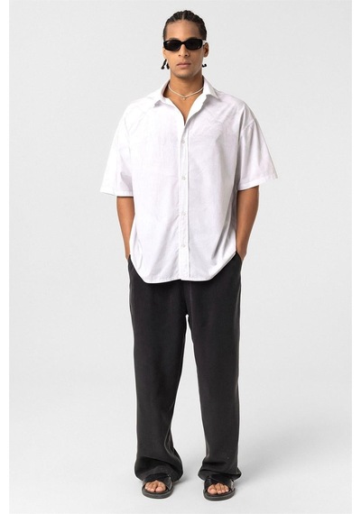 Vamos Oversize Yıkamalı Poplin Gömlek Ekru