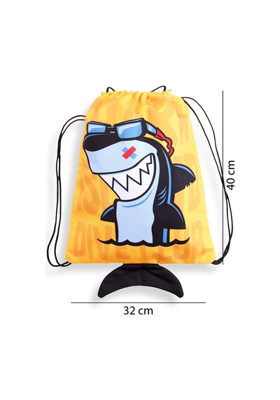 Denokids Shark Erkek Çocuk Sarı Sırt-plaj Çantası Çok Renkli