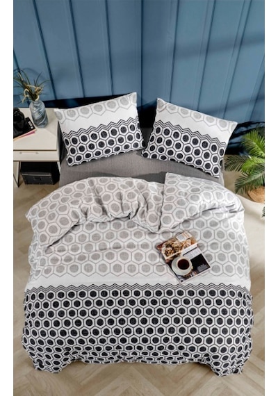 Tabu Home Geometrik Antrasit Çift Kişilik Nevresim Seti