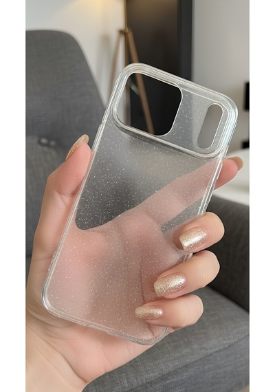 Apple İphone 17 Pro Max İçin Uyumlu Premium Simli Şeffaf Koruyucu Arka Kapak