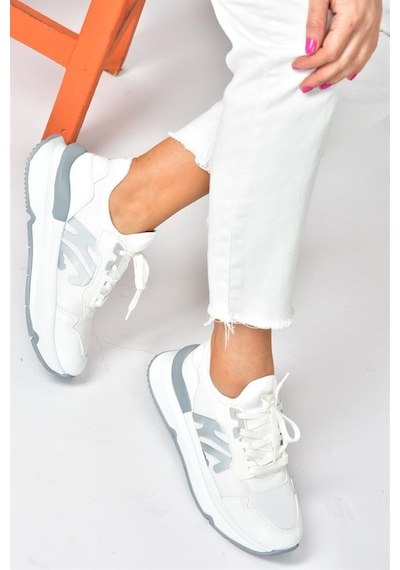 Fox Shoes Beyaz Kumaş Kalın Tabanlı Spor Ayakkabı Sneakers P973516904 Beyaz