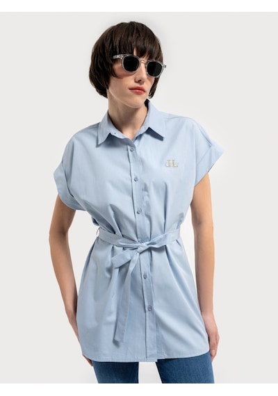 Loose Fit Kadın Gömlek K.kol Açık Mavi