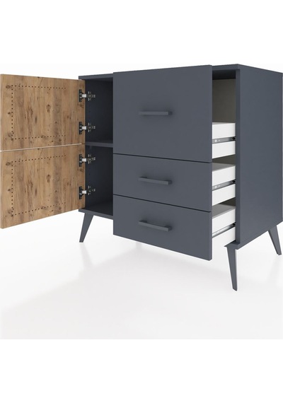 Hyperion Şifonyer Tek Raflı 3 Çekmeceli 2 Kapaklı 88x44x80 Antrasit-çam/antrasit Çam/antrasit Hyperion Şifonyer Tek Raflı 3 Çekmeceli 2 Kapaklı 88x44x80 Antrasit-çam/antrasit Çam/antrasit