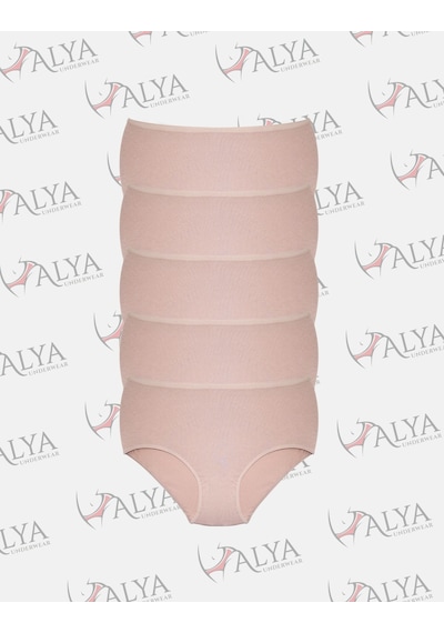 Alya Underwear Kadın Büyük Beden Külot Battal Full Brief, Yüksek Bel 5xl, 6xl, 7xl 5 Farklı Renk 1 Pakette Ten P07