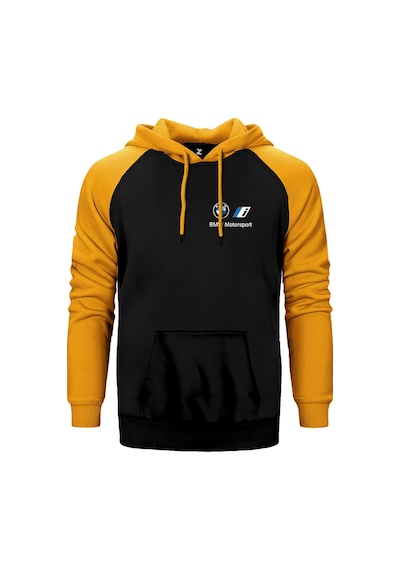 Bmw New Logo Motorsports Sarı Renk Reglan Kol Kapşonlu Sweatshirt Sarı