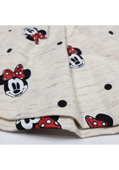 Momikon Minnie Mouse Desenli Fiyonk Detaylı Pamuklu Kız Çocuk Elbise Krem