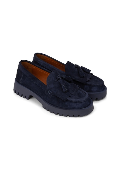 Deery Kadın Hakiki Süet Lacivert Püsküllü Loafer Ayakkabı - 02033zlcvc01 Lacivert