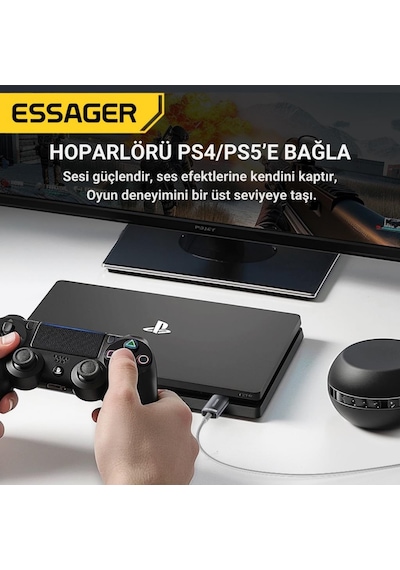 Essager Usb To 3.5mm Jack Çevirici Dönüştürücü Usbden Kulaklık Mikrofon Giriş Dönüştürücü Ses Dönüştürücü